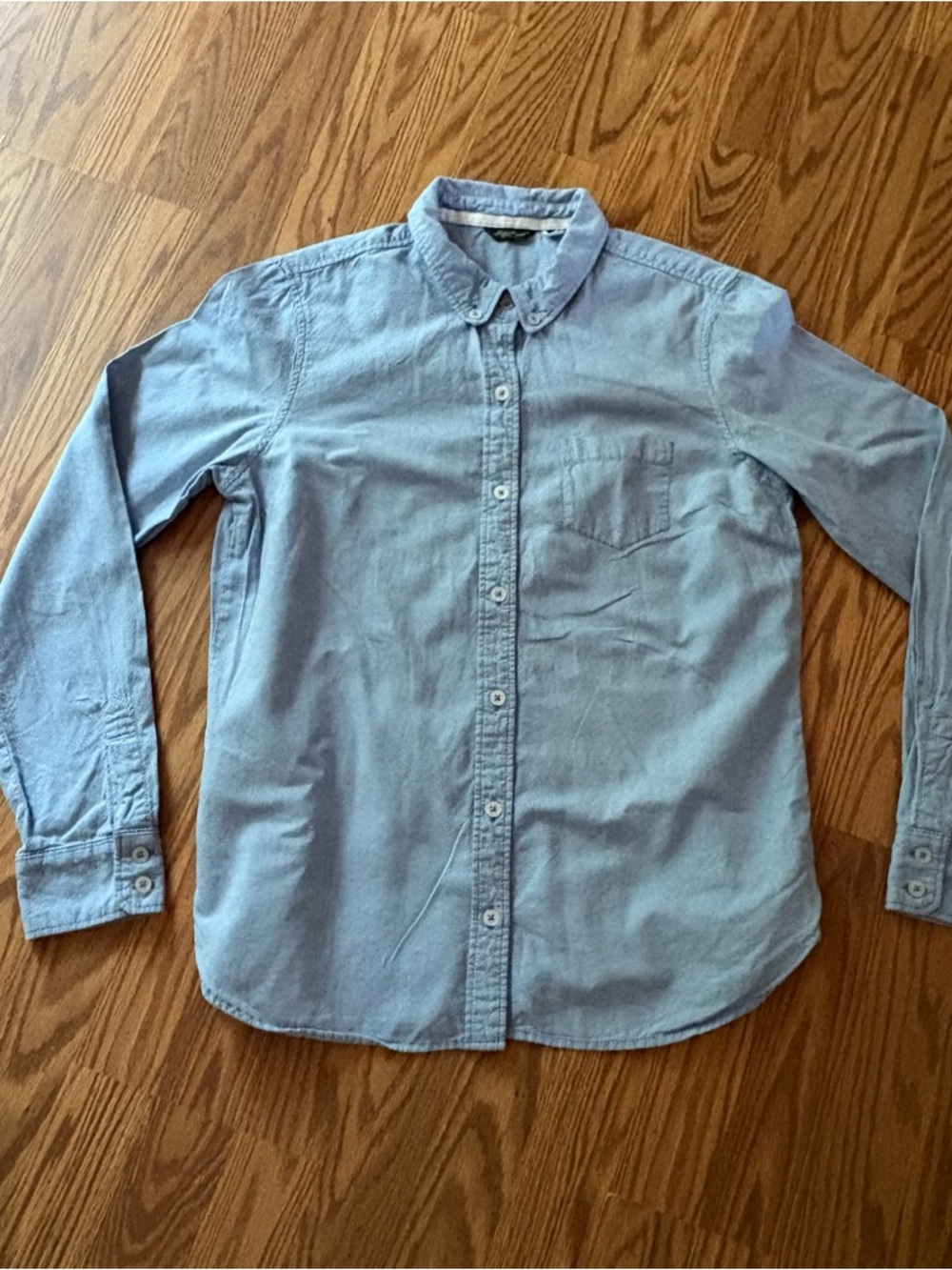 Eddie Bauer Teen Boys Blue Long Sleeve Button Down Medium Collared Denim  Shirt